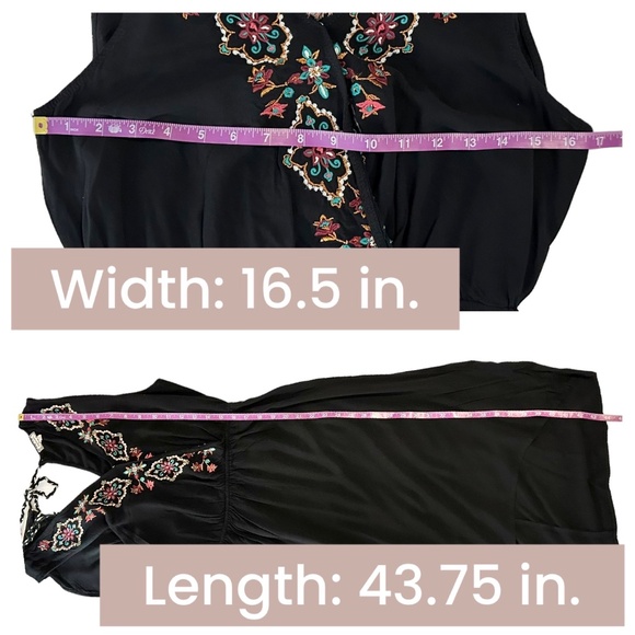 Women's | Eyeshadow | Black Embroidered Sleeveless Midi Wrap Style Dress - M - Picture 7 of 8